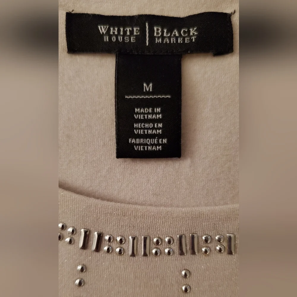 White House Black Market Champagne Dolman Blouse with Studded Detail Size M - Picture 3 of 8